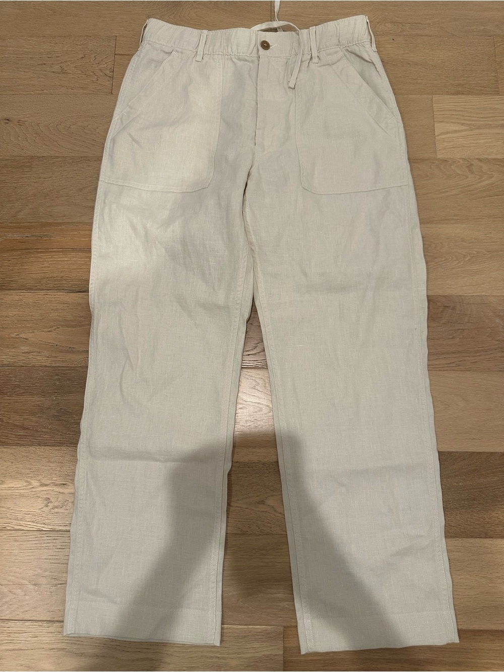 Buck Mason Loomed Linen OG-107 Fatigue Pant Men's M Cream Elastic Waist